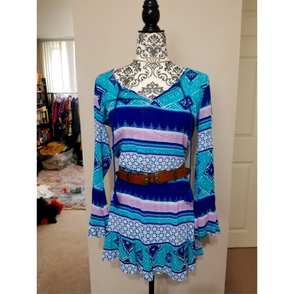 HM blue 70s inspired dress, size 6